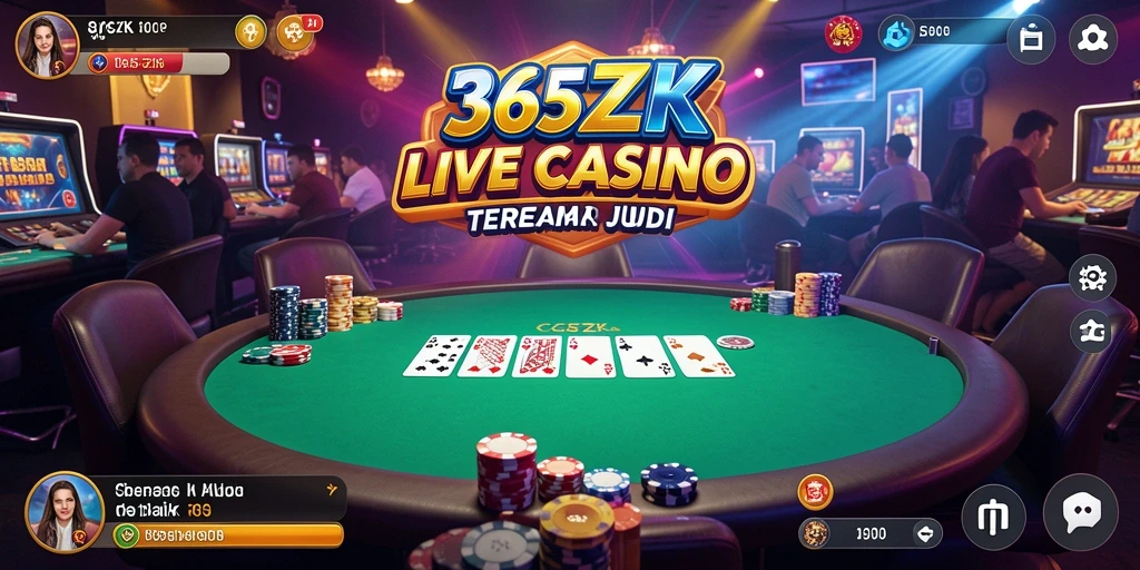 Screenshot gameplay 365ZK menampilkan dealer profesional dan suasana kasino yang nyata.