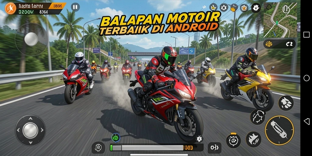 Gameplay seru balapan motor di 8364 dengan grafis menarik.