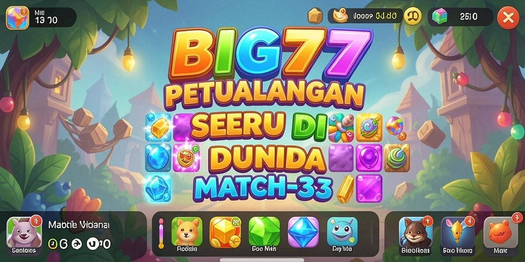 Screenshot utama BIG77 menampilkan gameplay Match-3 yang menarik.