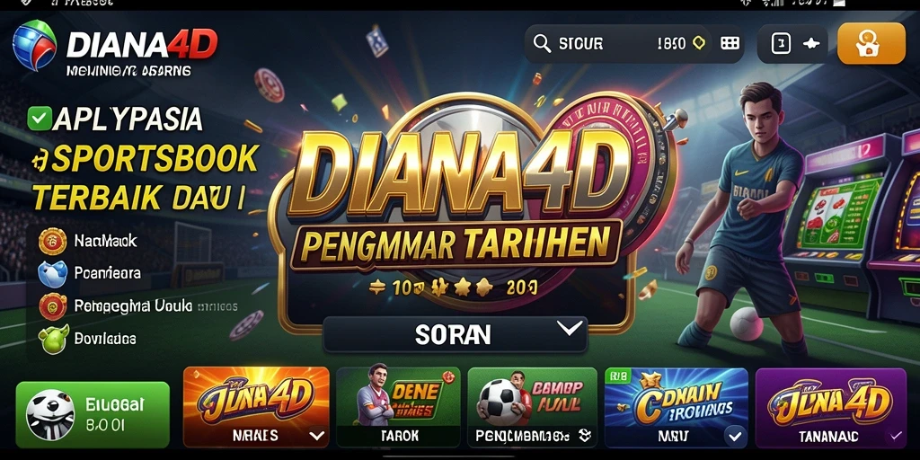 Tampilan menarik dari aplikasi DIANA4D untuk taruhan olahraga.