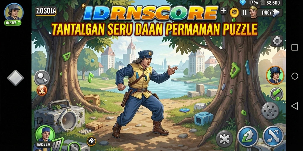 Tampilan gameplay IDNSCORE dengan puzzle menarik dan tantangan seru.