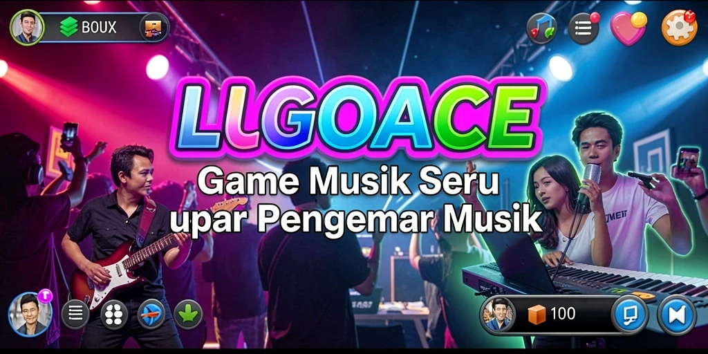 Tampilan gameplay LGOACE dengan berbagai lagu dan tantangan musik.