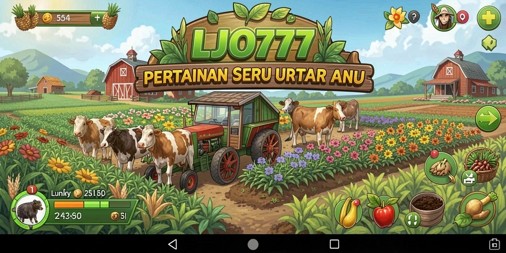 Tangkapan layar LJO777 menampilkan aktivitas pertanian yang menyenangkan.