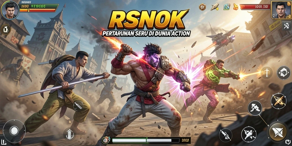 Screenshot gameplay RSNOK menunjukkan aksi pertarungan yang mendebarkan.